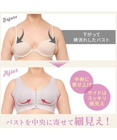 BRADELIS New York 【BRADELIS NewYork peace】細みえフロントファスナー綿混ブラ25 ノンワイヤー 補正 ブラジャー 脇高でコンパクト 小さく見せる