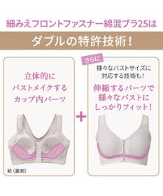 BRADELIS New York 【BRADELIS NewYork peace】細みえフロントファスナー綿混ブラ25 ノンワイヤー 補正 ブラジャー 脇高でコンパクト 小さく見せる