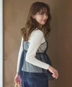 Feroux 【洗える】チュールコンビ プルオーバーニット