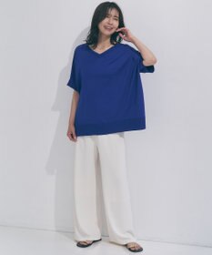 UNFILO L スゴ機能美ニット Vネック ワイドプルオーバー