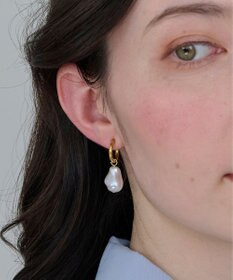 Phoebe 〈金属アレルギー対応〉バランスバロックパールフープイヤリング　ゴールド/ステンレス/大ぶり/存在感◎/主役級