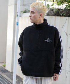 WEGO フリース ワンポイントハーフZIPプルオーバー