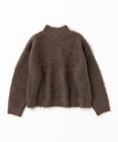 UNFILO 【洗える】アルパカシャギー ハイネッククロップドニット