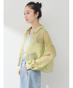 earth music&ecology ソデスリットクロップドシャツ