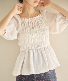 #Newans 2WAYシャーリングペプラムブラウス