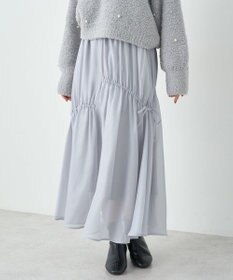 earth music&ecology シャイニーアシンメトリーギャザースカート