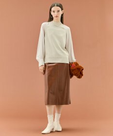 BEIGE， 【WEB限定・洗える】LECERF / 異素材ドッキングストレッチニット