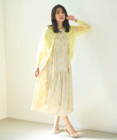 Feroux 【洗える】フラワープリントドロスト ワンピース