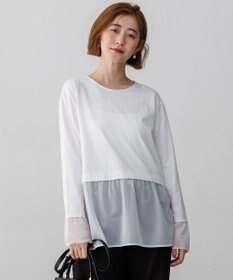 23区 【見上愛さん着用】ナチュラルコットンベア シアーコンビ カットソー ホワイト系