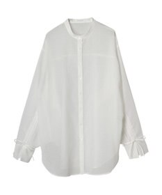 Green Parks シアーチェック袖ドロストシャツチュニック