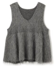 UNFILO 【野呂佳代さん着用】アルパカシャギー ペプラムジレ