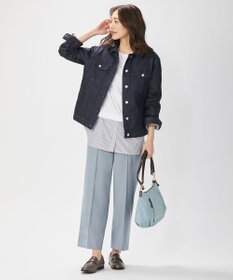 J.PRESS LADIES 【洗える】T/Rシャークスキン セミワイド パンツ