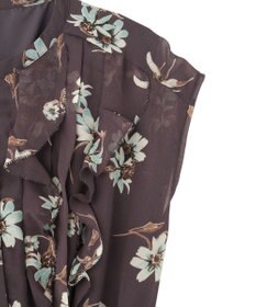 YECCA VECCA フラワー柄フリルプリーツワンピース