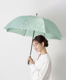 MOONBAT 【新色追加/耐風】ランバン オン ブルー 長傘 フラワー柄サテンジャガードプリント