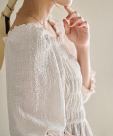 #Newans 2WAYシャーリングペプラムブラウス