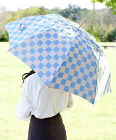 槇田商店 ノルディック ドットコラージュ ブルー 長傘