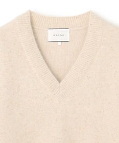 BEIGE， AMARILLO / スパンコールフォックスVネックニット