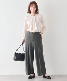 ANY L 【洗濯機可/ストレッチ/ウエストゴム/裏起毛】マルチファンクションストレッチチェックワイドパンツ