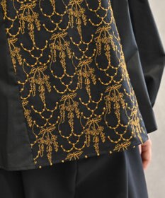 muuc 〈遠州織物の工場で織られた上質なコットン生地〉イラカ刺繍切り替え ボリューム袖 プルオーバーブラウス