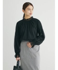 Green Parks ・ＥＬＥＮＣＡＲＥ　ＤＵＥ　チュールハイネックブラウス