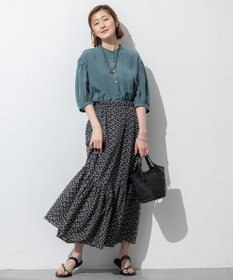 23区 L 【洗える】エスパドリーユプリント ティアード スカート