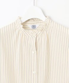 J.PRESS LADIES 【洗える】BEZ ドビーストライプ フリルネック ブラウス