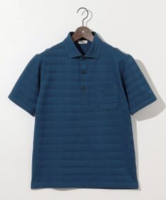 JOSEPH ABBOUD クールビズ【オーガニックコットン使用・日本素材】リンクスボーダー ポロシャツ ダルブルー系