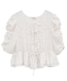 earth music&ecology レースティアードシャーリングブラウス