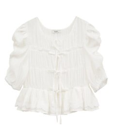 earth music&ecology レースティアードシャーリングブラウス