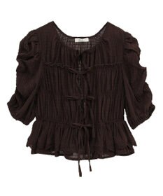 earth music&ecology レースティアードシャーリングブラウス