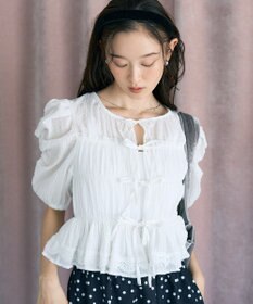 earth music&ecology レースティアードシャーリングブラウス