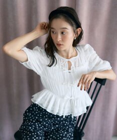 earth music&ecology レースティアードシャーリングブラウス