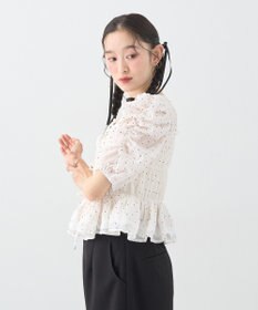 earth music&ecology レースティアードシャーリングブラウス