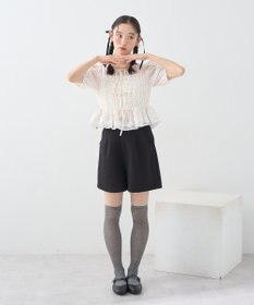 earth music&ecology レースティアードシャーリングブラウス