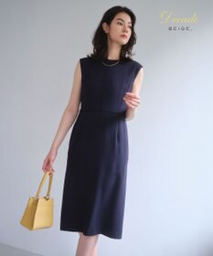 BEIGE， 【セットアップ対応】CINDY / 配色ライン クルーネックドレス Navy x Black