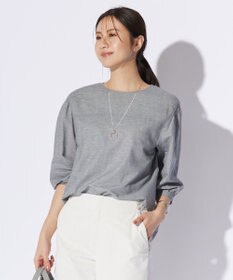 J.PRESS LADIES L 【洗える】BEZピンチェック ボリュームスリーブ ブラウス