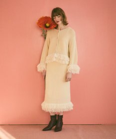 GRACE CONTINENTAL ラメフェザーフリンジスカート