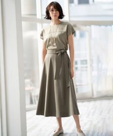 自由区 【洗える・ストレッチ素材】リネンヴィスコースストレッチ フレアスカート