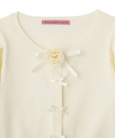 Maison de FLEUR ローズニット半袖カーディガン
