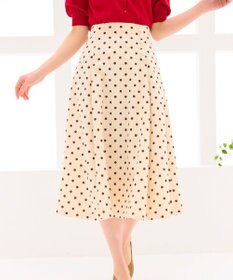 Feroux 【洗える】パールボタン付きフレア スカート