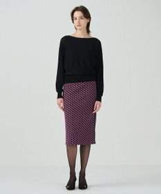 GRACE CONTINENTAL ラメジャガードラインスカート