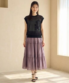 Feroux 【洗える】透かし編みニットトップス