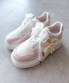 Maison de FLEUR レースリボン厚底スニーカー