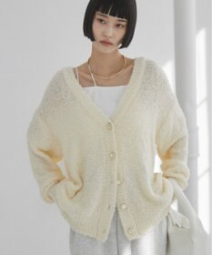 WEGO 【ANGIE VINTAGE】リボンヤーンVネックニットカーディガン