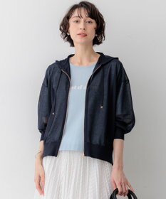 23区 【先行予約】シャイニーシアーニット ジップアップ パーカー