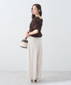 earth music&ecology レースティアードシャーリングブラウス