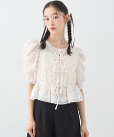 earth music&ecology レースティアードシャーリングブラウス