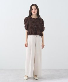 earth music&ecology レースティアードシャーリングブラウス