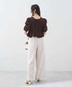 earth music&ecology レースティアードシャーリングブラウス