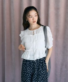 earth music&ecology レースティアードシャーリングブラウス